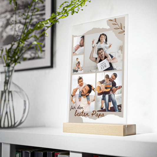 Personalisiertes Papa Geschenk | Acrylglas mit fünf Lieblingsfotos | Perfekte Geschenkidee zum Vatertag oder Geburtstag
