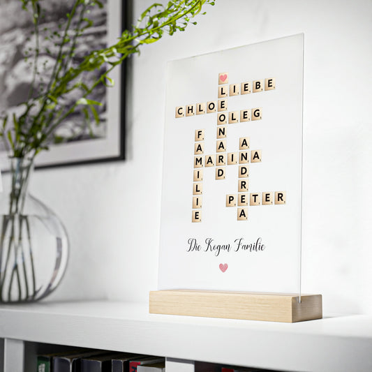 Personalisiertes Scrabble-Familienschild mit Namen | Muttertagsgeschenk