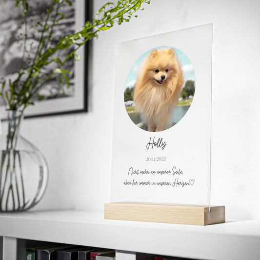 Haustier Verlust | Erinnerung an verstorbenenes Haustier - Personalisiertes Acrylschild mit HolzStand