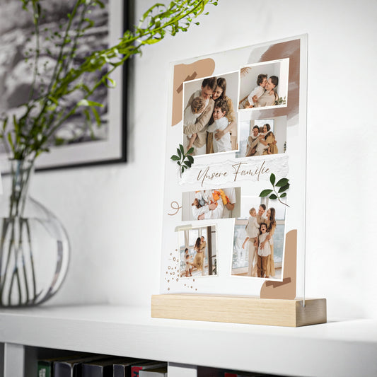 Familien Foto Geschenk | Personalisiertes Acrylglas mit Familien-Polaroid-Fotos