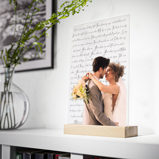 Valentinstags 2024 | Personalisiertes Hochzeitsfoto und Lieblingssong-Text - Perfektes Jahrestagsgeschenk