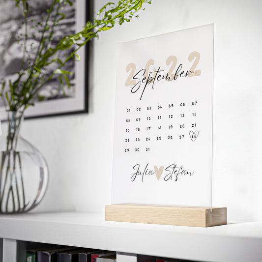 Personalisiertes Geschenk mit Kalenderanzeige - Beginn unserer Liebe im Jahr/Monat