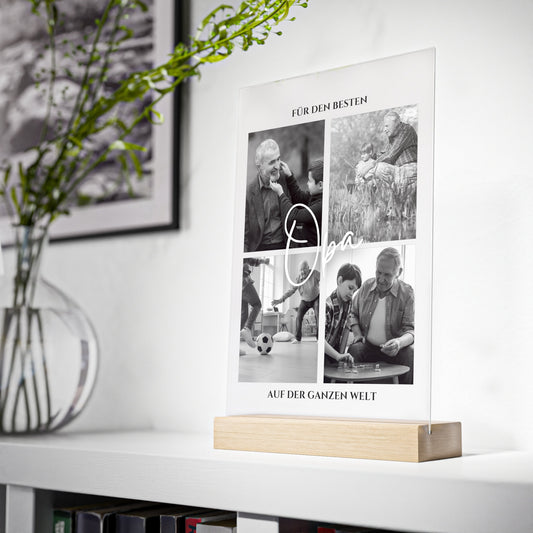 Opa Geschenk | Personalisiertes Geschenk fur Opa von Enkelkind | Acrylglas mit Holzstand