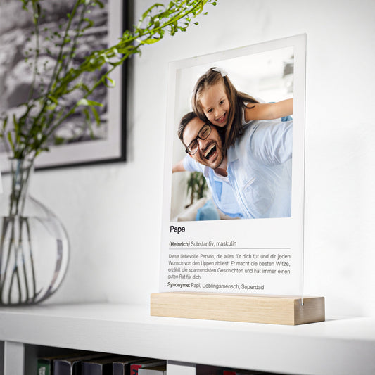 Papa Geburtstag | Personalisiertes Geschenk für Papa - Acrylglas mit Holzstand