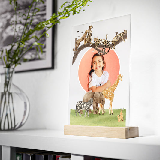 Personalisiertes Kindergeschenk| Acrylglas mit Dschungel-Tieren - Beruhigendes Geschenk für Kinder von 3 bis 9 Jahren
