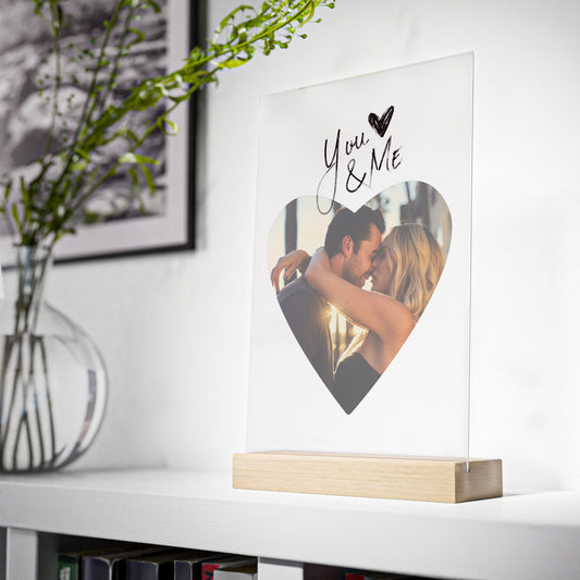 Personalisierte Foto Collage | Pärchengeschenk für Sie | Acrylglas mit Holzstand